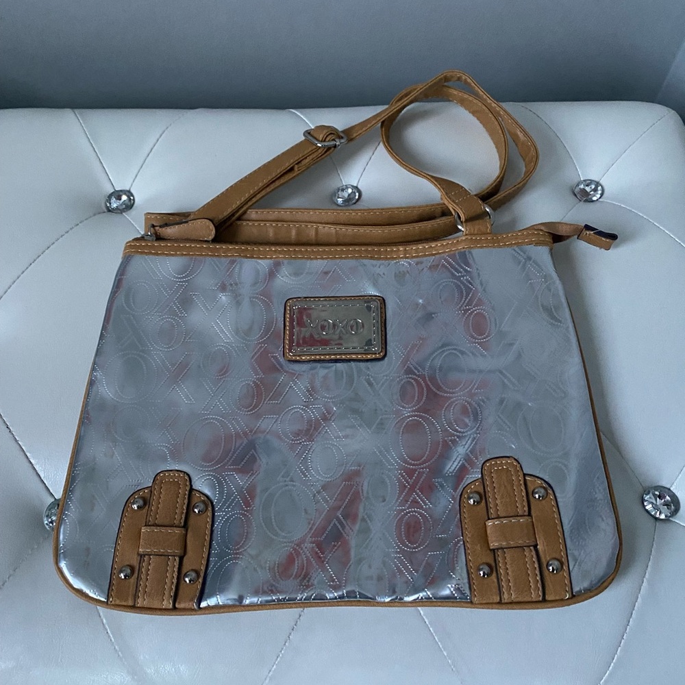XOXO Silver and Tan Shoulder Bag